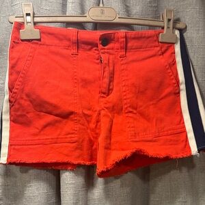 Pam & Gela Red Jean Shorts with Side Stripes